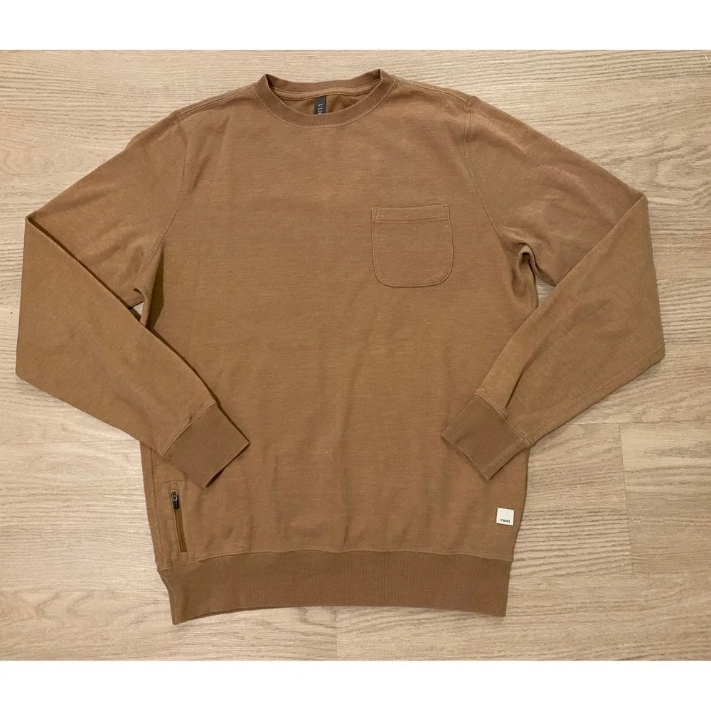 Vuori‎ Jeffreys Pullover Mens M Camel Heather Athleisure Gorpcore V218